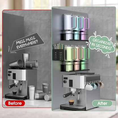POLRAI 2 Pack Magnetic Stanley Cup Holder for Fridge, Water Bottle Organizer for Tumbler with Double Sided Tape Hold Stanley Cup Accessories for Kitchen Cabinet Wall