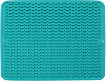 Silicone Drying Mat 16 × 12 – Gray Non-Slip Sink Mat for Kitchen Counter, Heat-Resistant Food-Grade Dish Pad, Easy-Clean Multipurpose Drawer Liner (Gray, 16'' x 12'')