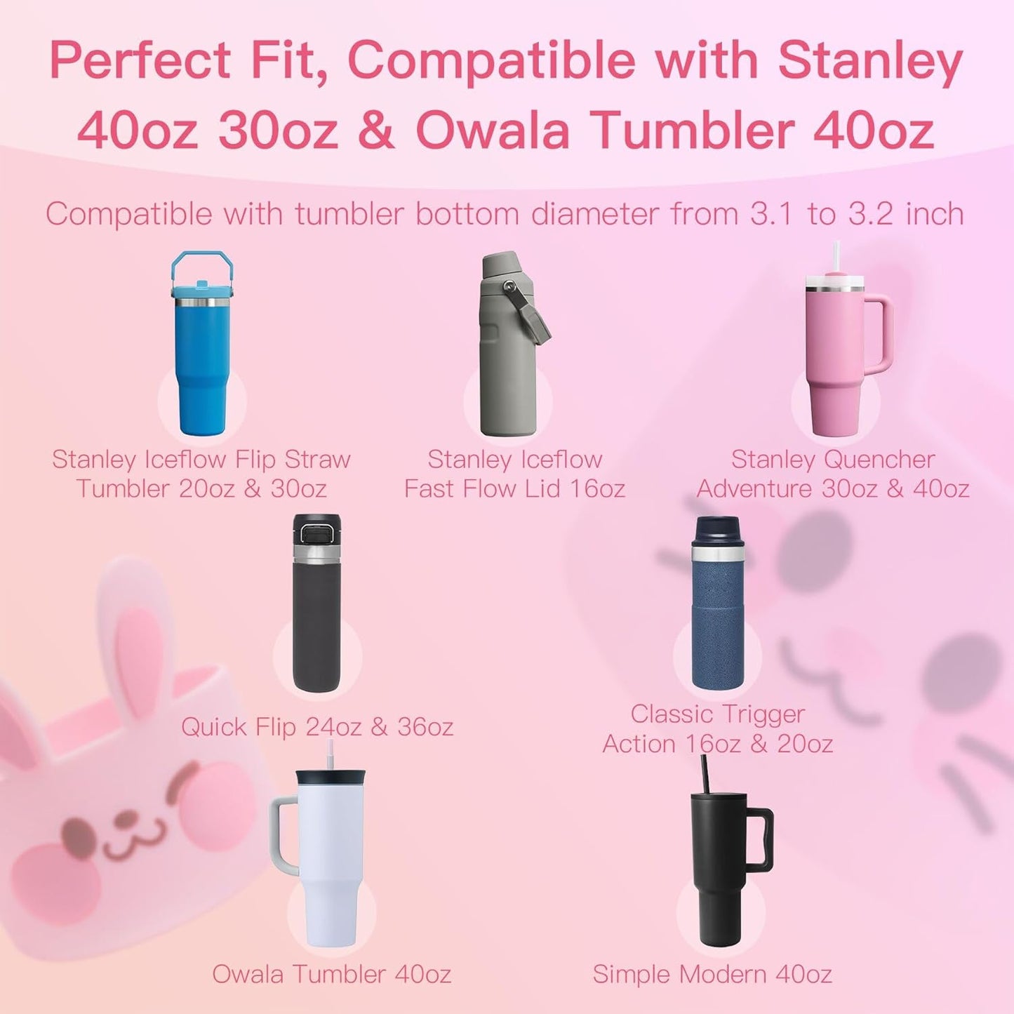 SEVENKA Silicone Boot for Stanley 40 30 oz Quencher Tumbler, IceFlow Water Bottle 30/20 oz, Cup Bottom Sleeve 3.1 inch Diameter