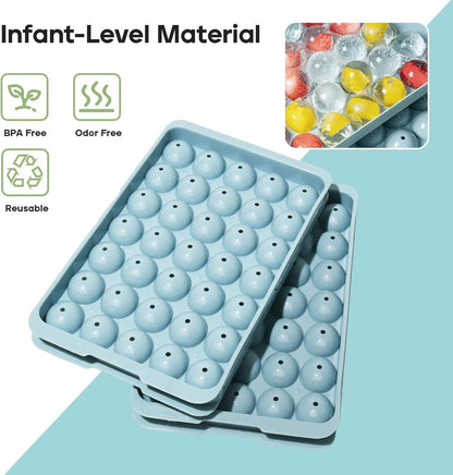 Ice Cube Tray with Lid and Bin – Round Ice Cube Trays for Freezer, BPA-Free Food-Grade Ice Mold, Stackable Ice Ball Maker, Iced Bucket Kits, Circle Ice Tray for Cocktails, Whiskey, Coffee, and Drinks
