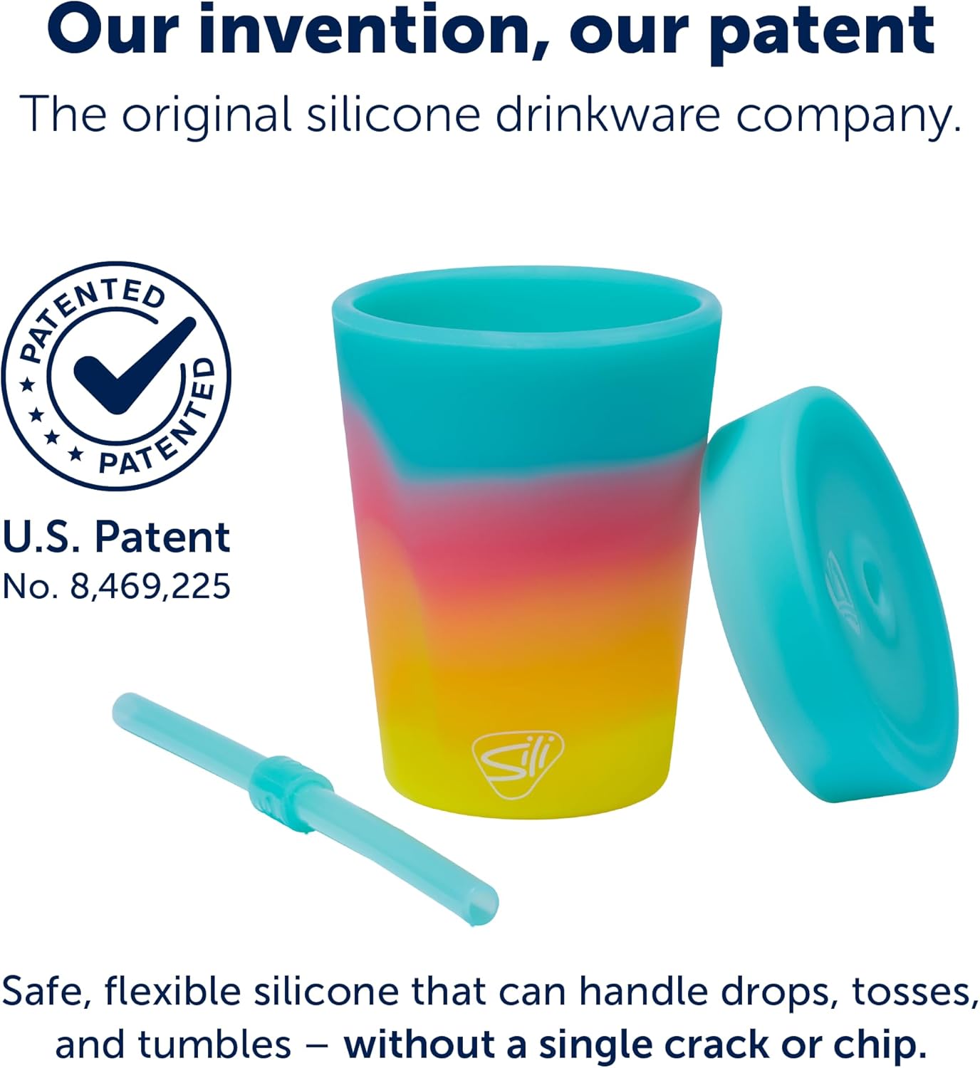 Silipint 8oz Silicone Tumbler with Straw and Lid – Unbreakable, BPA Free, Non-Toxic, Dishwasher, Microwave, Freezer Safe Tumbler Cup – Drinkware for Juice, Smoothies, Coffee (Cool Berry Crush)