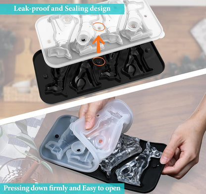 Koluti Nonstick Silicone 9 Ice Cubes Freezer Tray with Plastic Lid, 2-Pack Water Bottle Long Narrow Stick Ice Cube Mold Maker, Ideal for Sport Bottles, Cocktail and Whisky, Dishwasher Safe & BPA Free
