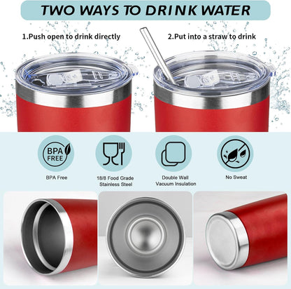 20oz Tumbler with Straw and Brush, Stainless Steel Vacuum Insulated tumbler, Double Wall Insulated Coffee Tumbler for Outdoor, Home, Travel,Office (Buff,1pcs)