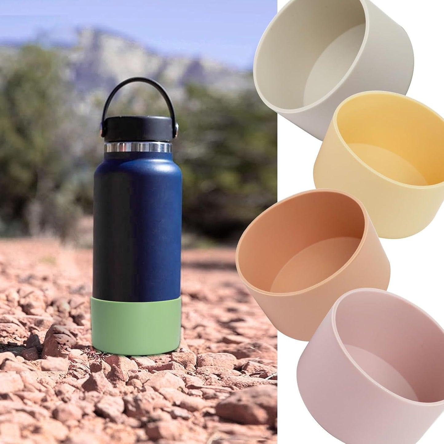 5Pcs Silicone Bottle Boot, Bottom Protector Compatible with Stanley/Hydroflask/Iron Flask/Simple Modern, 2.9-3in Bottom Width of Stainless Water Bottle
