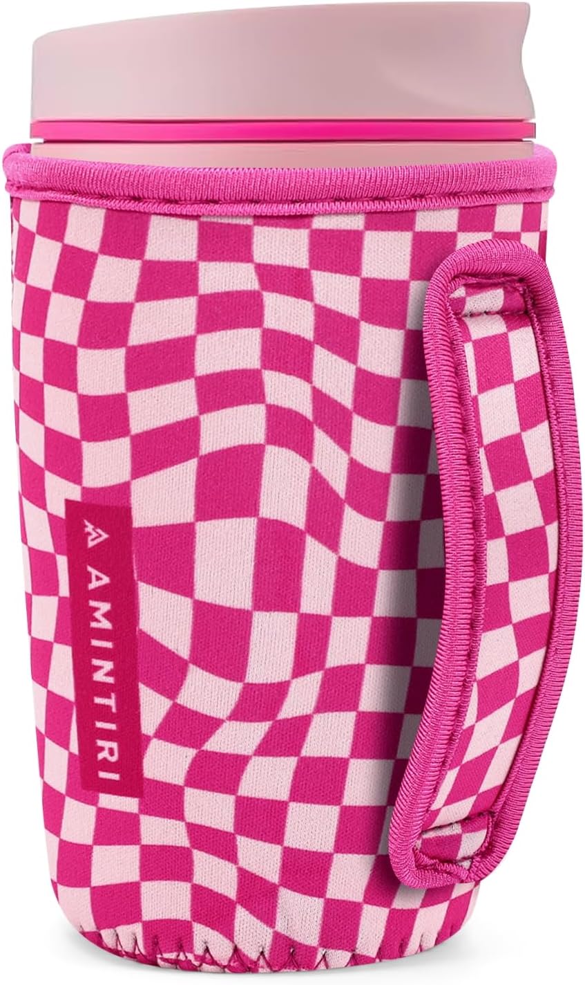 Cute Sleeve for Owala Coffee Tumbler, Neoprene Cover with Handle for Owala SmoothSip Slider, Scratch Resistant Coffee Mug Sleeve for Women to Office, Workout, Coffee Break. (Coffee Break)