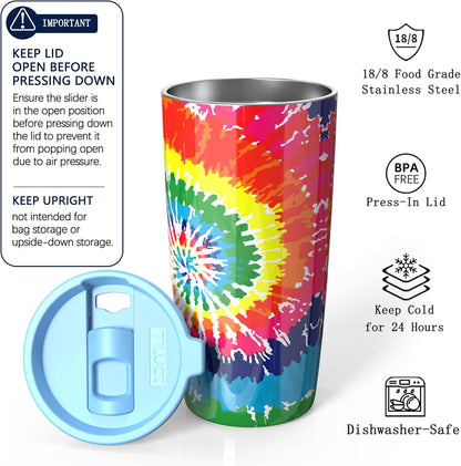 TILUCK 20 oz Insulated Tumbler with BPA-Free Lid, Stainless Steel Vacuum Travel Coffee Mug, Double Wall Coffee Tumbler（20oz，Matte DarkBlue）