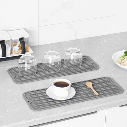 MicoYang Silicone Dish Drying Mat for Multiple Usage,Easy clean,Eco-friendly,Heat-resistant Silicone Mat for Kitchen Counter,Sink,Bar,Bottle,or Cup Green M 17 inches x 6 inches