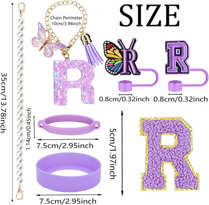 7pcs Cup Accessories for Stanley 30/40oz Tumbler, Handle Strap, Straw Cover, Silicone Boot, Letter Charm Stickers