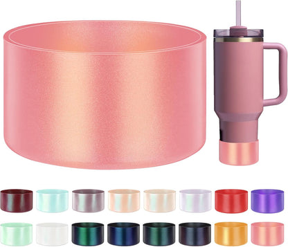 Glossy Gradient Silicone Boot, Compatible with Stanley H2.0 20-40oz & IceFlow 20-30oz, Chameleon Metallic Shimmer Cup Sleeve Protector for Hydroflask and Bottle Bottom with 2.8-3in
