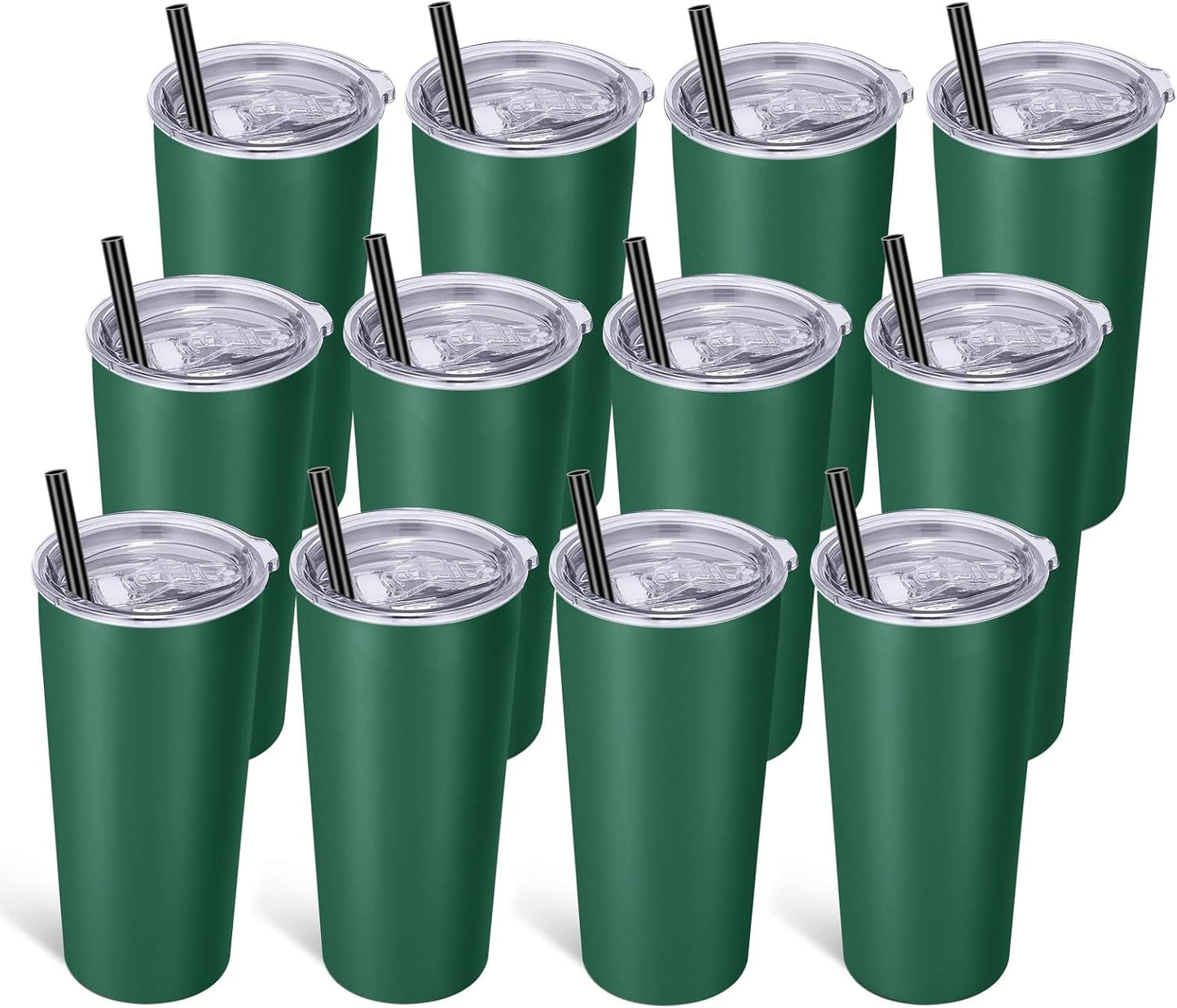 VEGOND 20oz Tumbler Bulk with Lid and Straw 1 Pack, Stainless Steel Vacuum Insulated Tumbler, Double Wall Coffee Cup Travel Mug, River Green