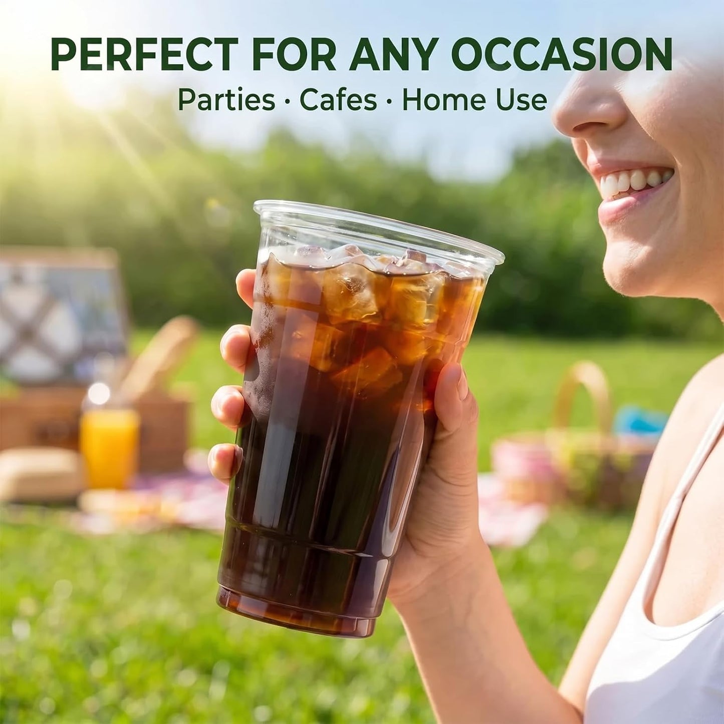 16 OZ Plastic Cups with Lids and Straws, 25 Clear Disposable Coffee Cups With Lids 16 OZ Disposable Cold Brew Cup for Parfait, Bubble Tea, Smoothies