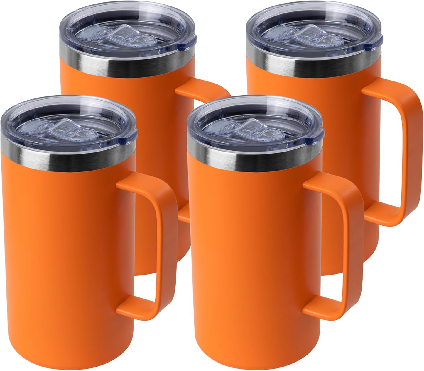 DOMICARE 24oz Mug with Handle and Lid, Stainless Steel Coffee Mug, Reusable Insulated Cup, Travel Mug with Handle, Double Wall Vacuum Coffee Tumbler for Men and Women, Black, Pack 1