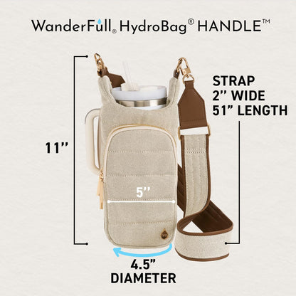 WanderFull Original HydroBag Handle® Zipper Slot for Handle, Hands-Free Crossbody Water Bottle Holder & Tumbler Accessories
