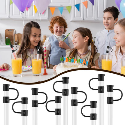 Straw Toppers Straw Covers Cap for Cup, PLULON 16Pcs Silicone Straw Cover Caps 8mm Reusable Straw Tips Dust-Proof Straw Toppers Black Straw Covers Plugs Straw Protector Accessories