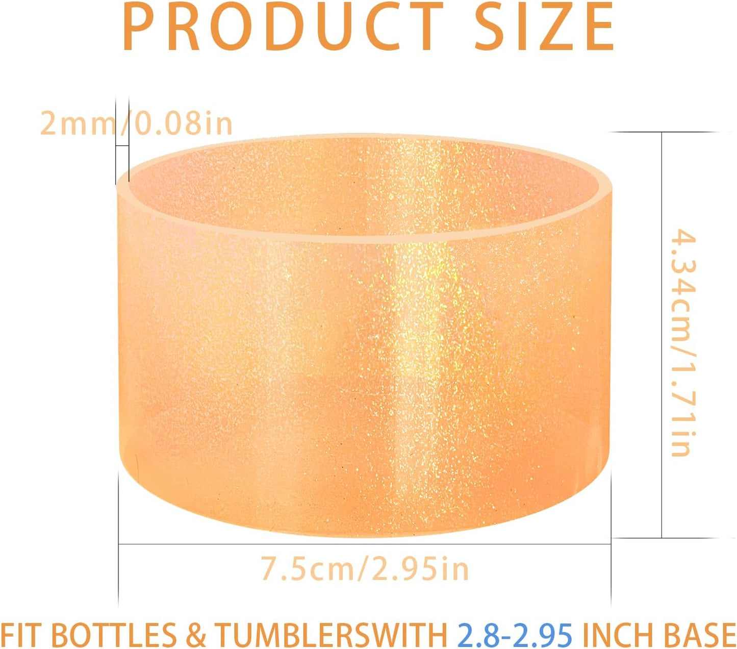 Jelly Luster Glitter Silicone Transparent Boot for Stanley 20-40oz, Compatible with Hydro Flask or Other Water Bottle Tumbler, 2.85-3.0 inch Protective Anti-Slip Bottom Sleeve Cover