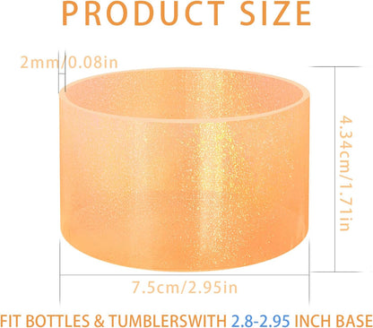 Jelly Luster Glitter Silicone Transparent Boot for Stanley 20-40oz, Compatible with Hydro Flask or Other Water Bottle Tumbler, 2.85-3.0 inch Protective Anti-Slip Bottom Sleeve Cover