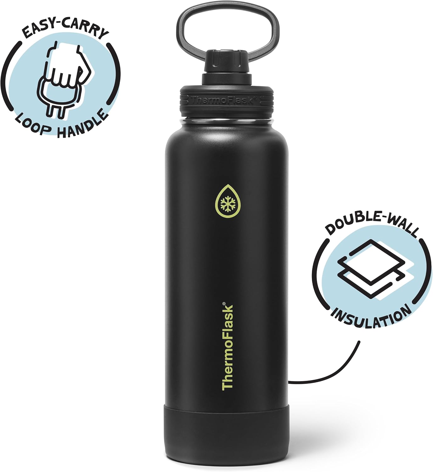 ThermoFlask Insulated Water Bottle with Spout Lid (24 oz, Lemonade Stand) - Leakproof, Stainless Steel Water Bottle for Cold & Hot Drinks, Travel & Daily Hydration