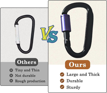 Paracord Keychain/Carabiner Clip - Jaymokes D Ring Metal Hook for Water Bottle, Key, Backpacks and More