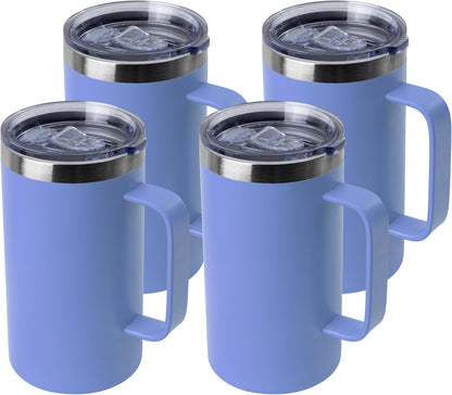 DOMICARE 24oz Mug with Handle and Lid, Stainless Steel Coffee Mug, Reusable Insulated Cup, Travel Mug with Handle, Double Wall Vacuum Coffee Tumbler for Men and Women, Black, Pack 1