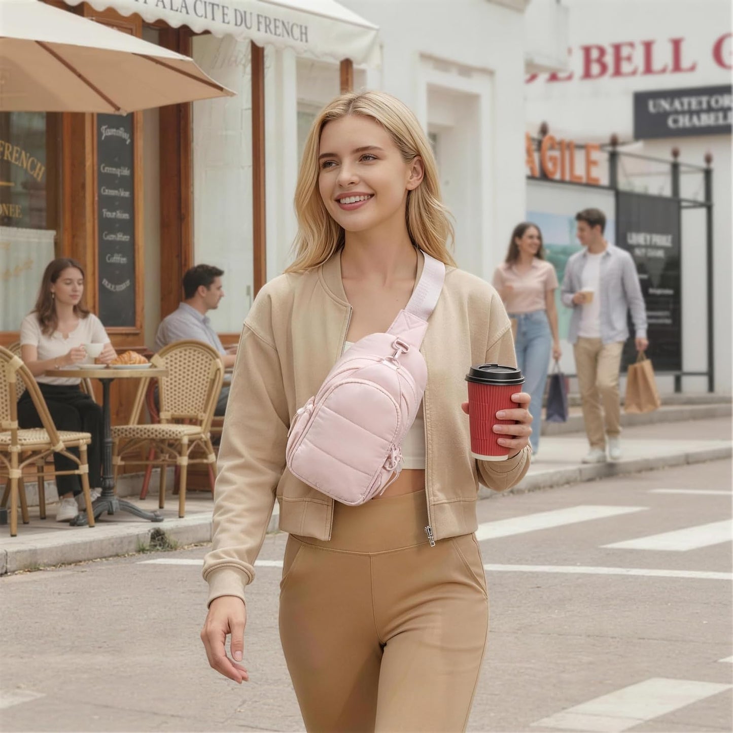 TOPEAST Sling Bag for Women, Anti-Theft Crossbody Bag with RFID Blocking & Water Bottle Holder for Travel, Water-resistant