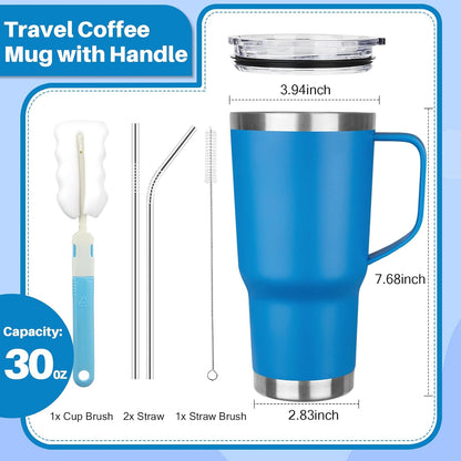 40 oz Tumbler with Handle, Insulated Tumbler with Lid and Straw, Reusable Stainless Steel Vacuum Insulated Cup, 100% Leak Proof Thermal Travel Coffee Mug Cup for Cold and Hot (Light Purple)