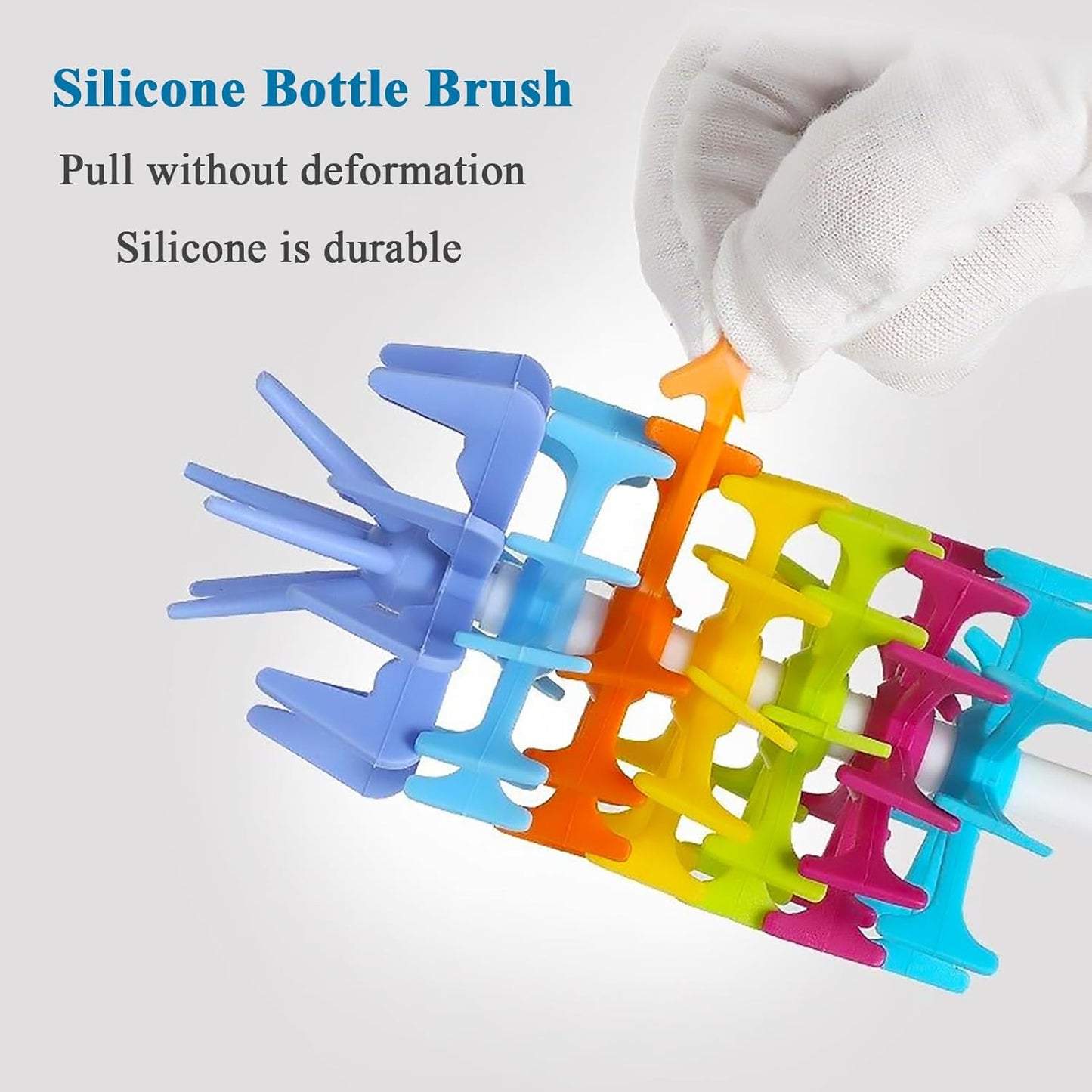 Bottle Brush Cleaner-Baby Milk Bottle Cleaner Soft Silicone Bottle Brusher / 360 Degree Rotating Long Handle Brush for Washing Glassware, Cup, Decanter, Narrow Neck Brewing Bottle