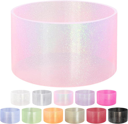Jelly Luster Glitter Silicone Transparent Boot for Stanley 20-40oz, Compatible with Hydro Flask or Other Water Bottle Tumbler, 2.85-3.0 inch Protective Anti-Slip Bottom Sleeve Cover
