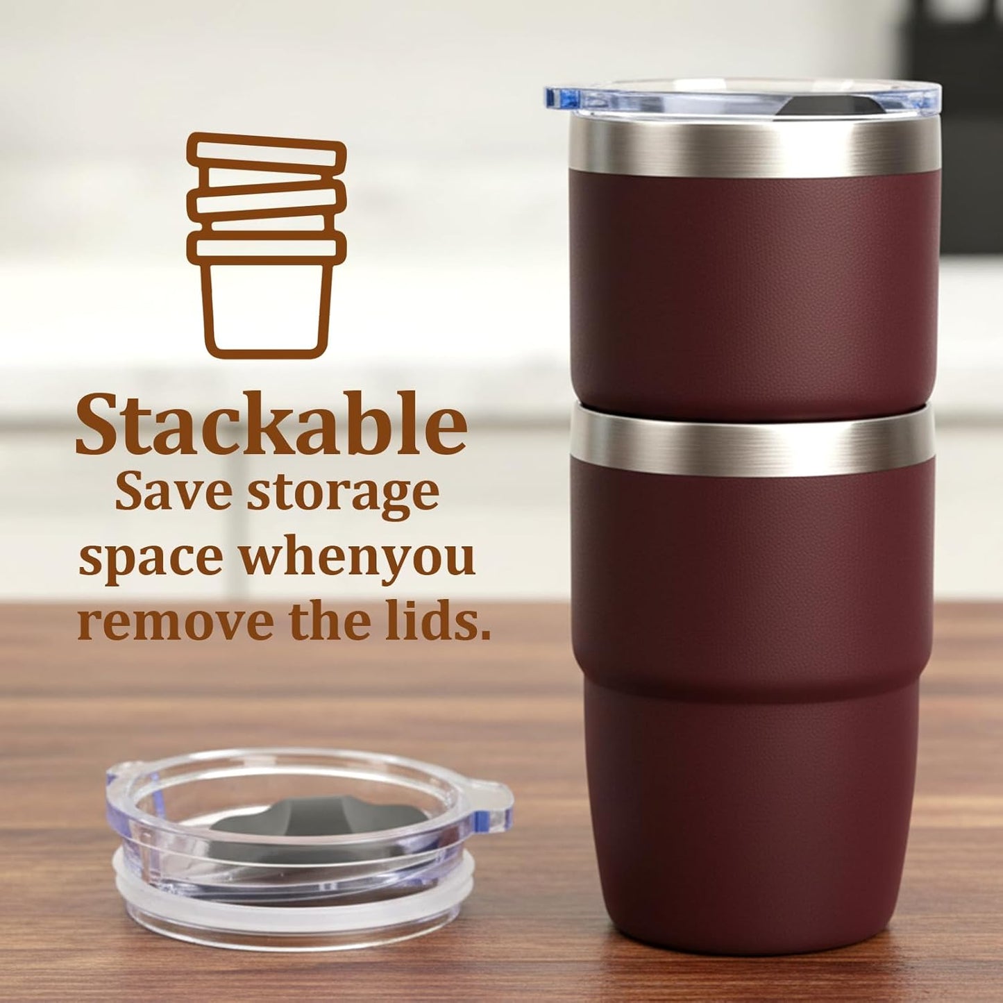 Zenbo 8 oz Stackable Espresso/Coffee Cups with Magnetic Lid, Ceramic-Lined 18/8 Stainless Steel Mini Tumblers, Double-Wall Vacuum Insulated & Dishwasher Safe for Travel & Office (Sage Green-2 Pack)