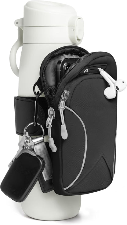 Gym Water with Phone Holder & Wallet, Water Bottle Caddy Versatile Sleeve Bag for Running Sports & Daily Use