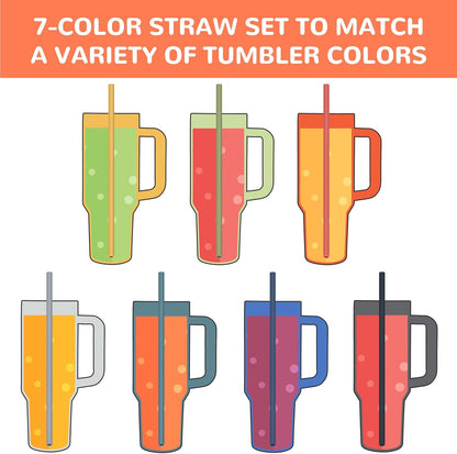 Tomorotec 15PCS Reusable Silicone Drinking Straws w/ 2 Brushes, Fit for Stanley Tumbler 40oz 30oz 20oz, 12" Long Customizable for Various Drinkware, Dishwasher Safe, BPA-Free, Safe for Teeth (Macaron)