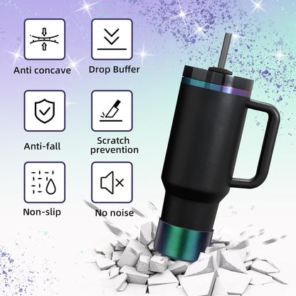 Glossy Gradient Silicone Boot, Compatible with Stanley H2.0 20-40oz & IceFlow 20-30oz, Chameleon Metallic Shimmer Cup Sleeve Protector for Hydroflask and Bottle Bottom with 2.8-3in