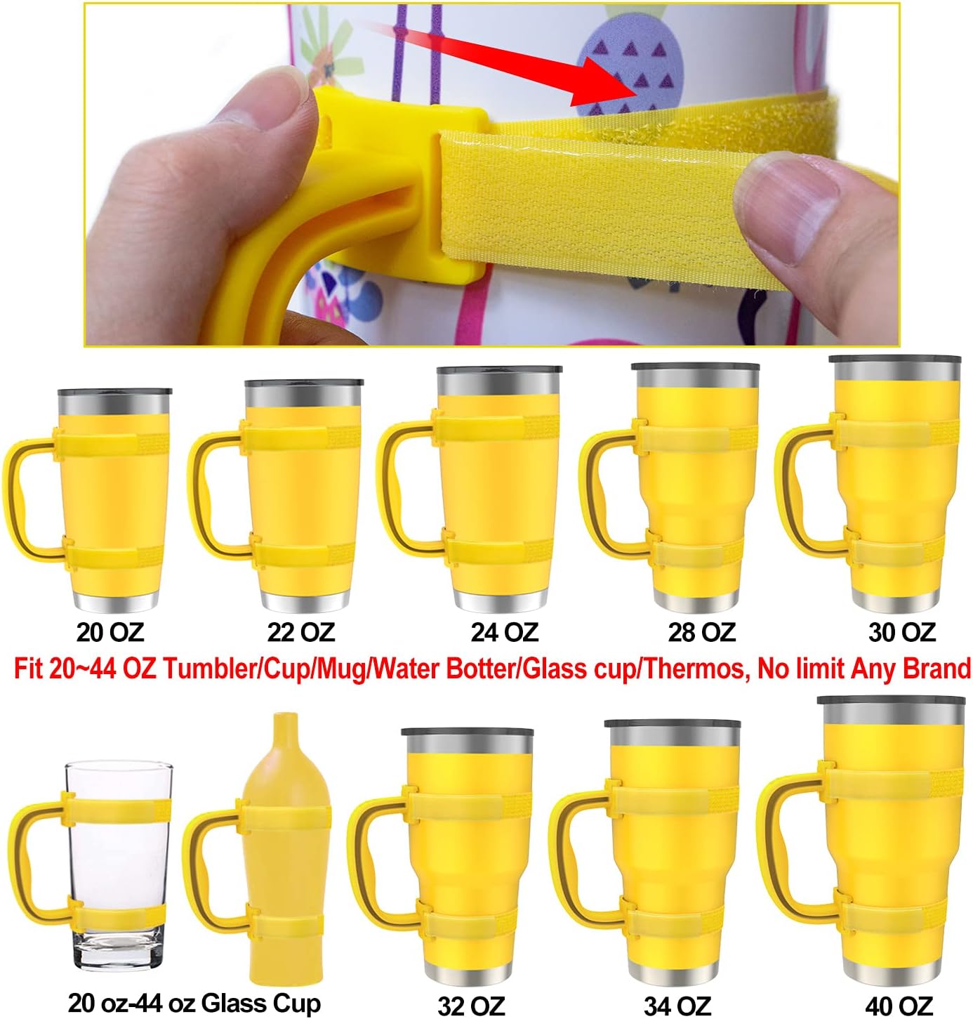 New Upgrade Anti-Slip Adjustable Tumbler Handle Fit for 20 Oz to 40 Oz All Brands Tumbler Cup of YETI, RTIC, Ozark Trail, Tervis, Corkcicle, Slm, Reduce Cold, Artic, Atlin, Bubba and SIC Etc