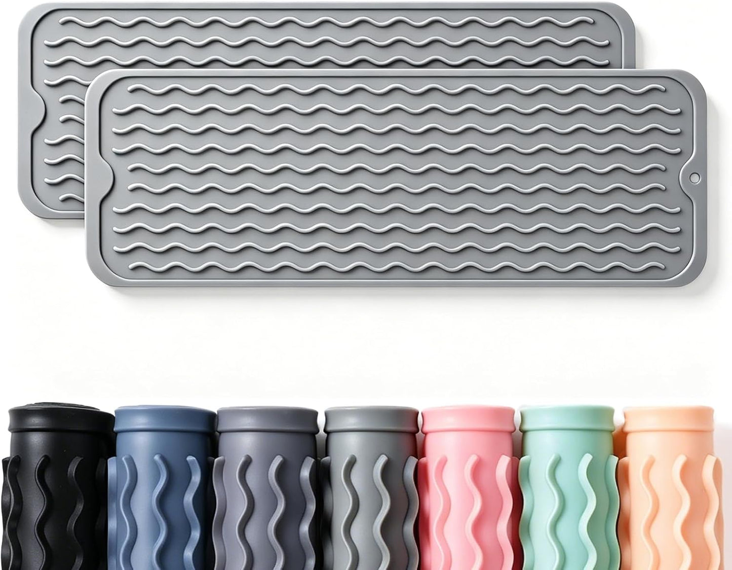 2 Pack Caketime Silicone Dish Drying Mat for Kitchen Counter Heat Resistant Under Sink Waterproof Coffee Bar Accessories Dining Rack Stone Utensil Holder Countertop Decor Must Haves 2026