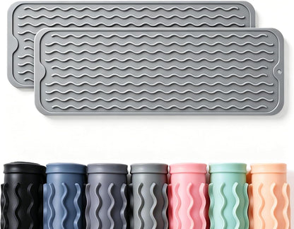 2 Pack Caketime Silicone Dish Drying Mat for Kitchen Counter Heat Resistant Under Sink Waterproof Coffee Bar Accessories Dining Rack Stone Utensil Holder Countertop Decor Must Haves 2026
