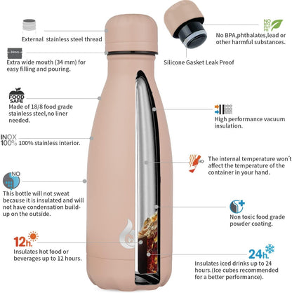 BJPKPK Insulated Water Bottle 12oz Small Stainless Steel Water Bottles Reusable Metal Thermal Keep Cold and Hot,Dreamy Purple - Colors A
