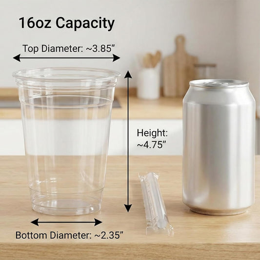 16 OZ Plastic Cups with Lids and Straws, 25 Clear Disposable Coffee Cups With Lids 16 OZ Disposable Cold Brew Cup for Parfait, Bubble Tea, Smoothies
