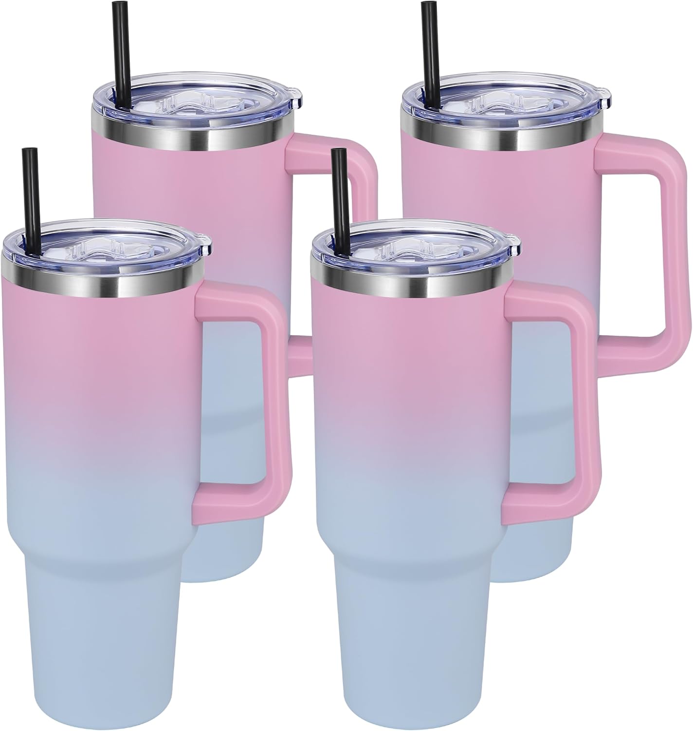 DOMICARE 40 oz Tumbler with Handle and Straw, Stainless Steel Tumbler with Lid and Straw, Reusable Vacuum Insulated Cup, Travel Coffee Mug, Blue, 1Pack