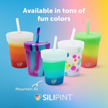Silipint 8oz Silicone Tumbler with Straw and Lid – Unbreakable, BPA Free, Non-Toxic, Dishwasher, Microwave, Freezer Safe Tumbler Cup – Drinkware for Juice, Smoothies, Coffee (Cool Berry Crush)