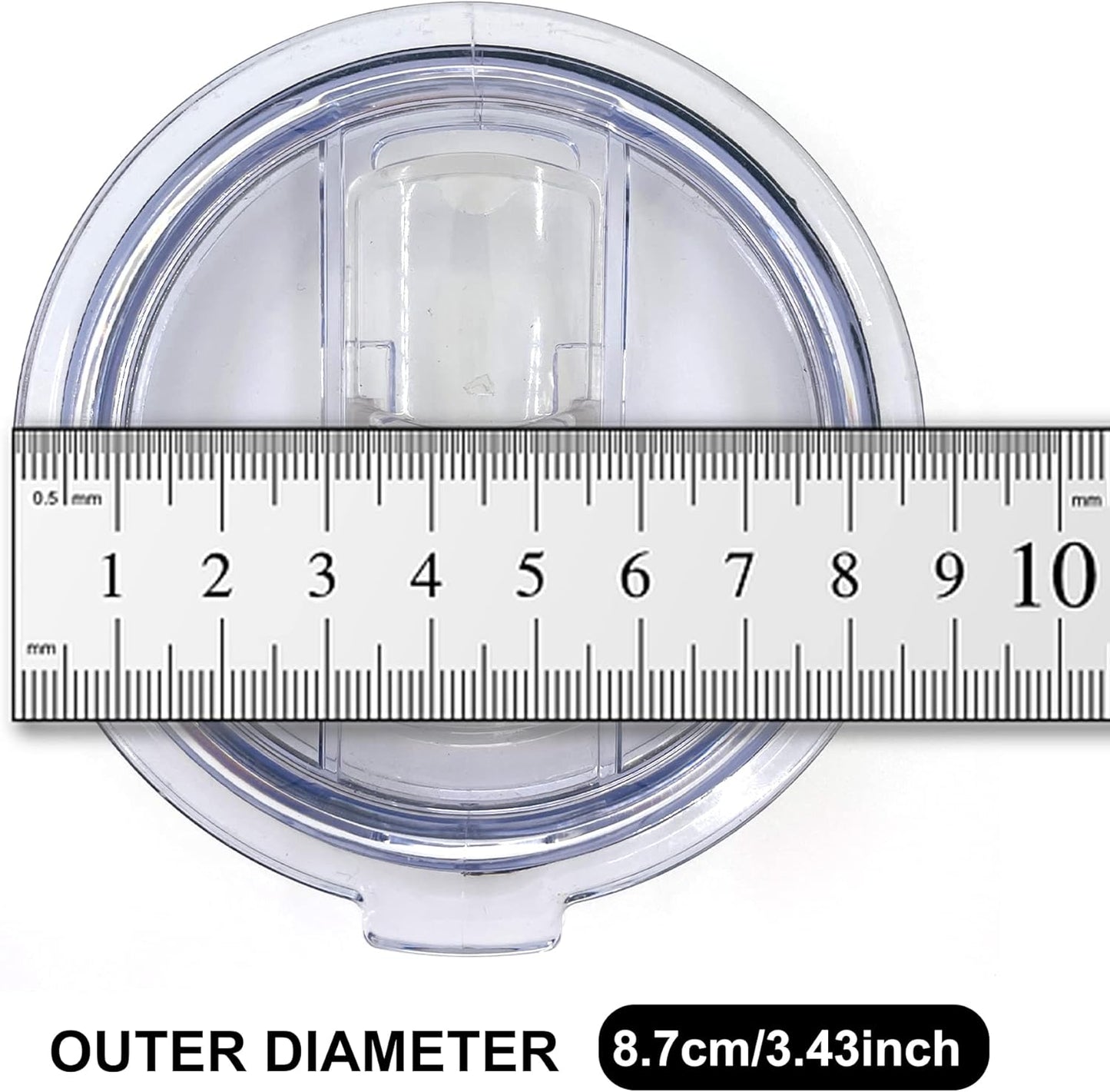 2 Replacement Lids for Stainless Steel Tumbler Travel Cup - Fits OF Inner diameter 3.7 to 3.74 INCH Yeti Rambler and others (Transparent) (30 OZ)