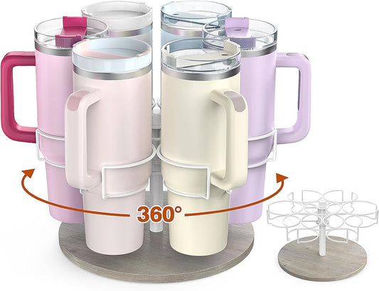 Water Bottle Organizer for Stanley 40 oz, Rotating Stanley Cup Organizer Holder, Tumbler Organizer Holder, Stanley Cup Accessories, Easy to Install, Vintage Brown（Patented Product）
