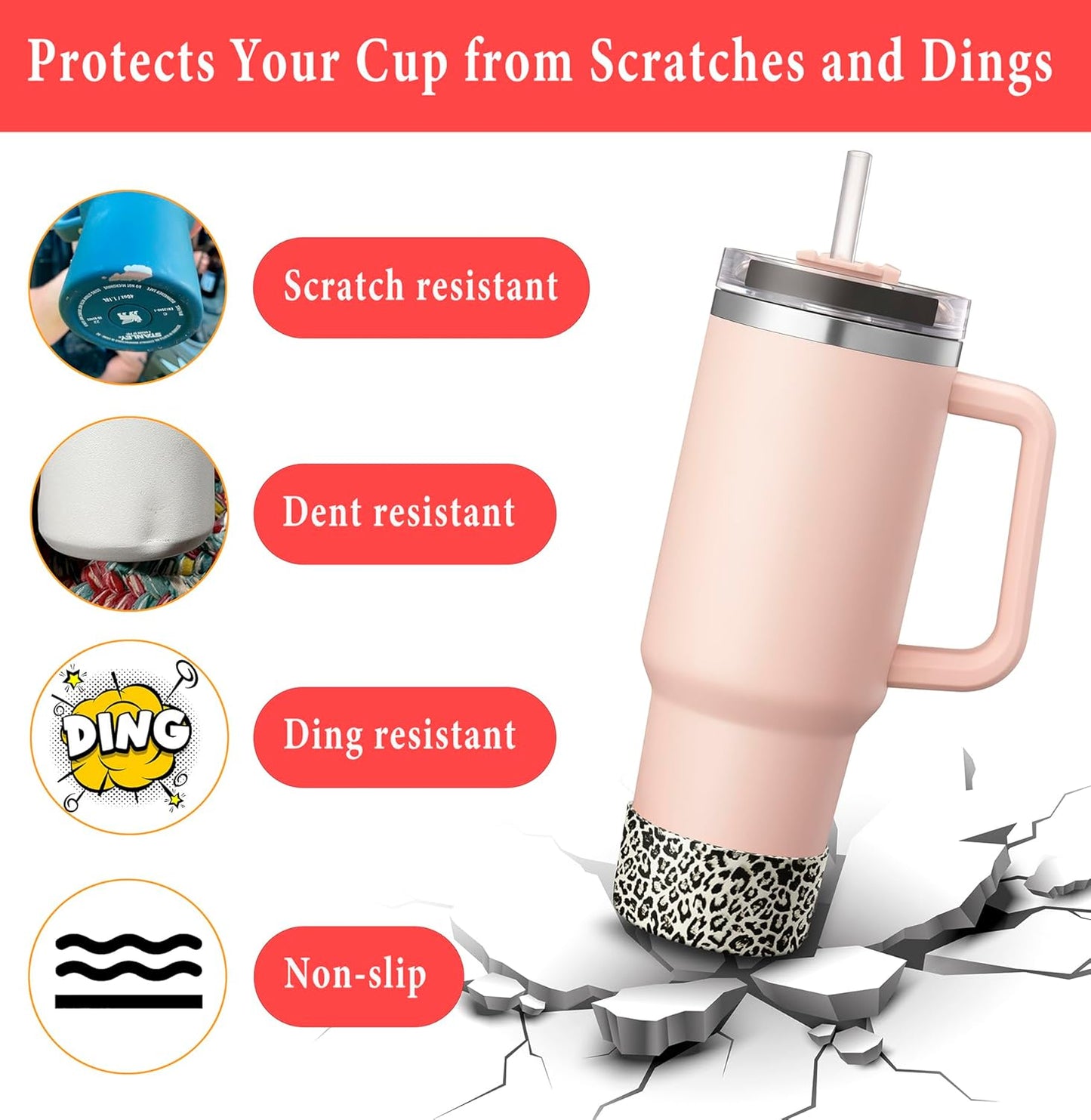 KTKUDY 2Pcs Silicone Boot for Stanley Quencher Tumbler 30 oz 40 oz & IceFlow 20 oz 30 oz & Fit Owala Freesip Water Bottle & Fit Hydro Flask & More - Cup Bottom Accessories Fit Stanley Cup