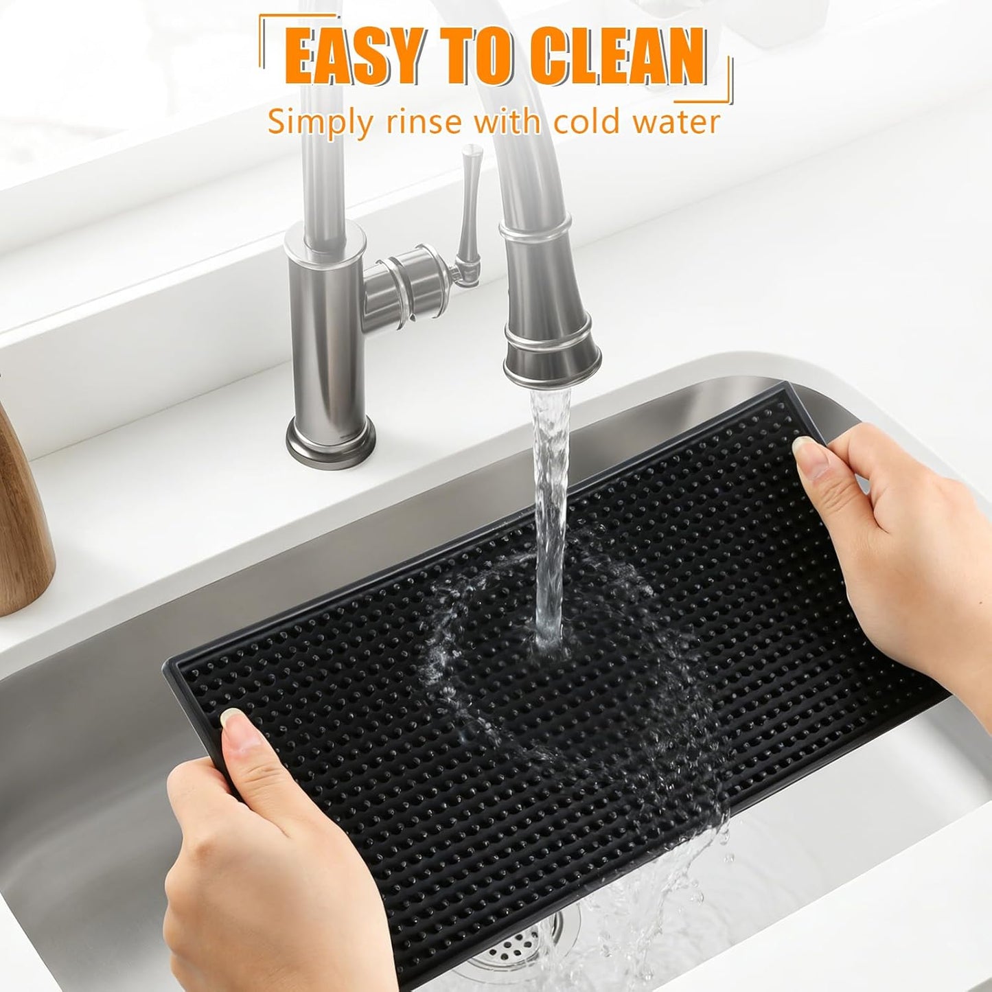 Ninsula 2 Pack Bar Mat, 6" x 12" Bar Mats for Countertop, Non Slip Spill Proof Service Mat, Rubber Dish Drying Mat for Coffee Bar, Bartending, Home Kitchen & Restaurant