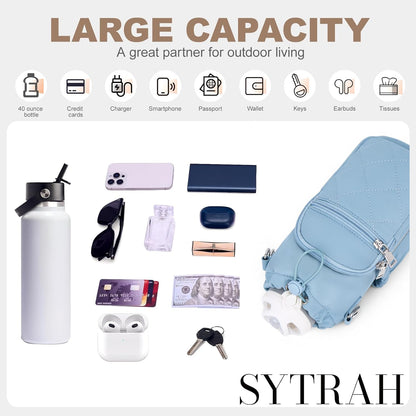 SYTRAH Water Bottle Carrier Bag with Strap, Water Bottle Purse with Phone Pocket 40oz for Walking Hiking