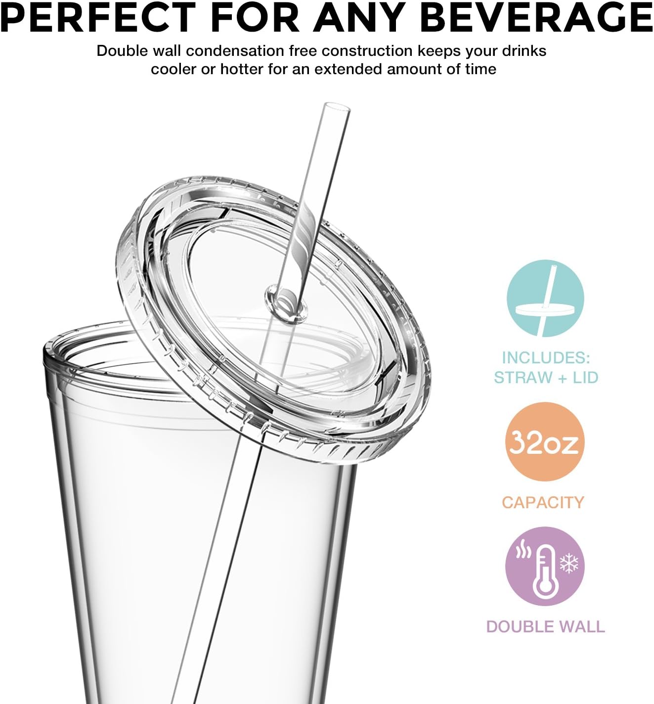 Maars® Insulated Travel Tumblers 32 oz. | Double Wall Acrylic | 3 Pack