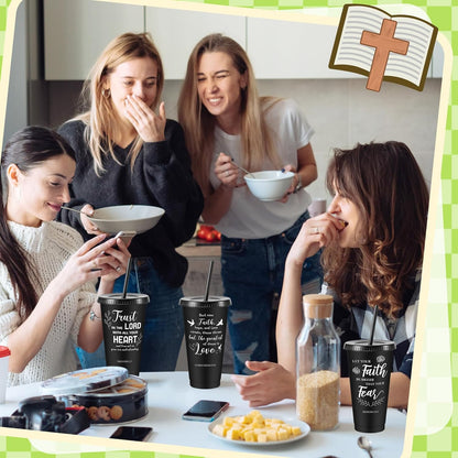 Uiifan 30 Pcs Christian Gifts Cups Bulk for Women, 24oz Bible Verse Christian Tumblers with Lids and Straw, Religious Church Gifts for Mother's Day (Fresh Color,Bible)