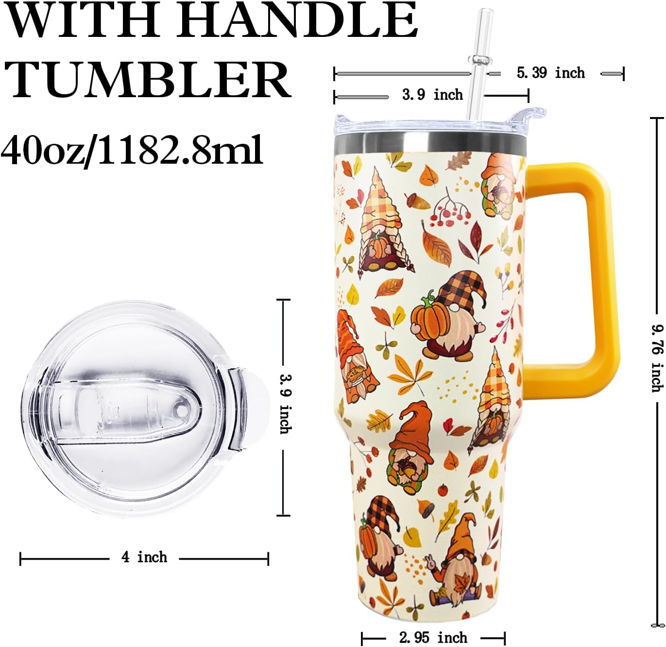 Ceovfoi 40 oz Pickleball Coffee Mug Vacuum Insulated Travel Tumbler with Handle, Lid & Straw - Perfect Pickleball Gifts for Players, Coaches, Lovers | Pickleball Accessories