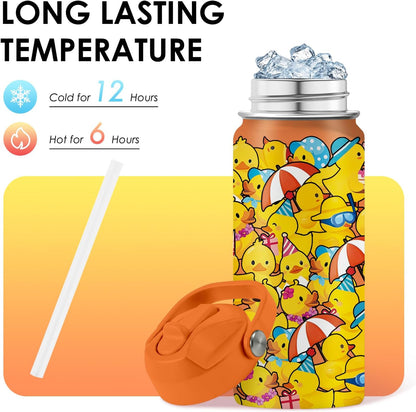 Strawberry Gifts for Kids - 16oz Pink Kids Water Bottle with Straw Lid, Stainless Steel Insulated Water Bottle, Leakproof, BPA-Free, for Girls, School, Strawberry Lover Children Birthday Gift Cup(1pc)