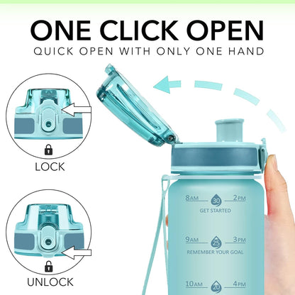 32oz Water Bottle with Time Marker, Motivational Drinking Bottle with Strap, BPA-Free Leak-Proof, Encouraging Water Bottle Time to Drink Water for Gym School Office Travel
