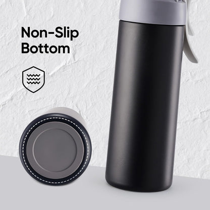 Fijinhom 18 oz Insulated Water Bottle with Handle, 304 Stainless Steel Double Wall Vacuum, Keep 24H Cold, Leak Proof, BPA-Free,with Lid & Non-Slip Bottom for Outdoor, Sports, Work, Travel (Black)