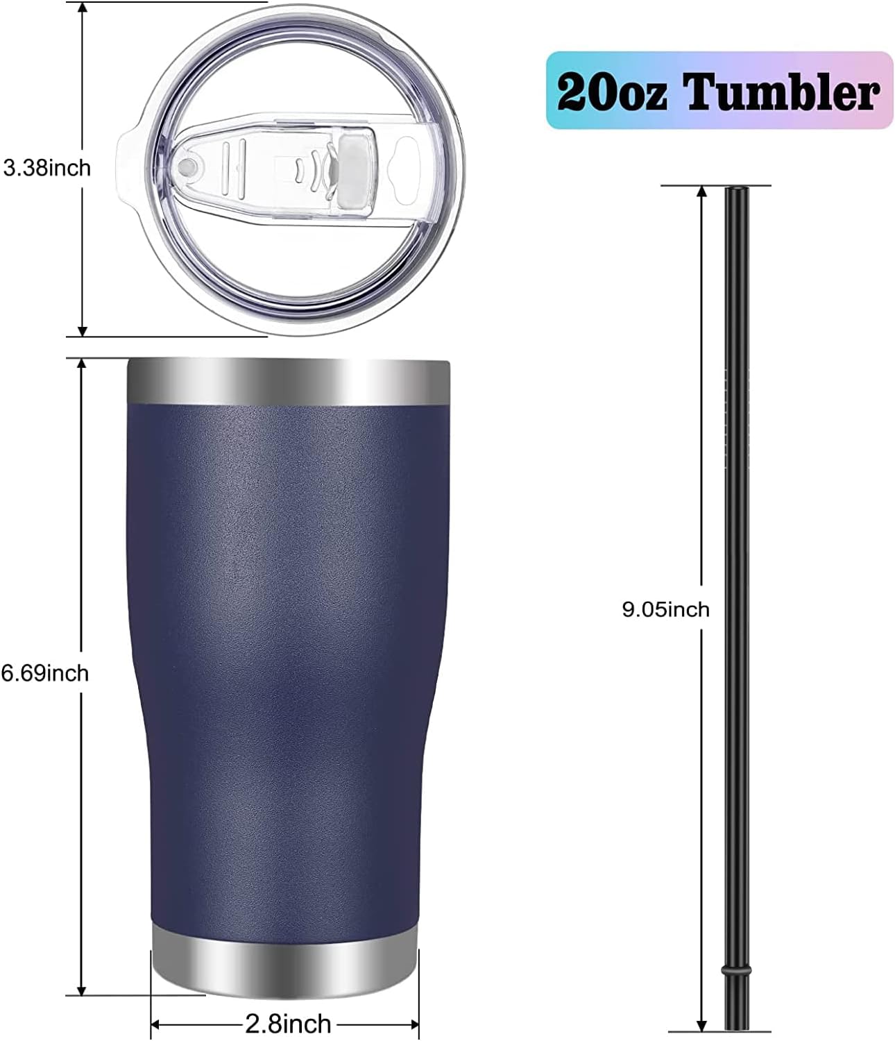 VEGOND 20oz Tumbler Stainless Steel Tumbler Cup with Lid And Straw Vacuum Insulated Double Wall Travel Coffee Mug(Orange 1 Pack)